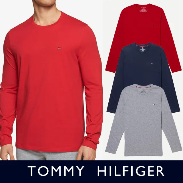 【TOMMY HILFIGER】TOMMY 經典刺繡Logo素面長袖T恤-多色選(平輸品/素T/長T/可男女穿搭)