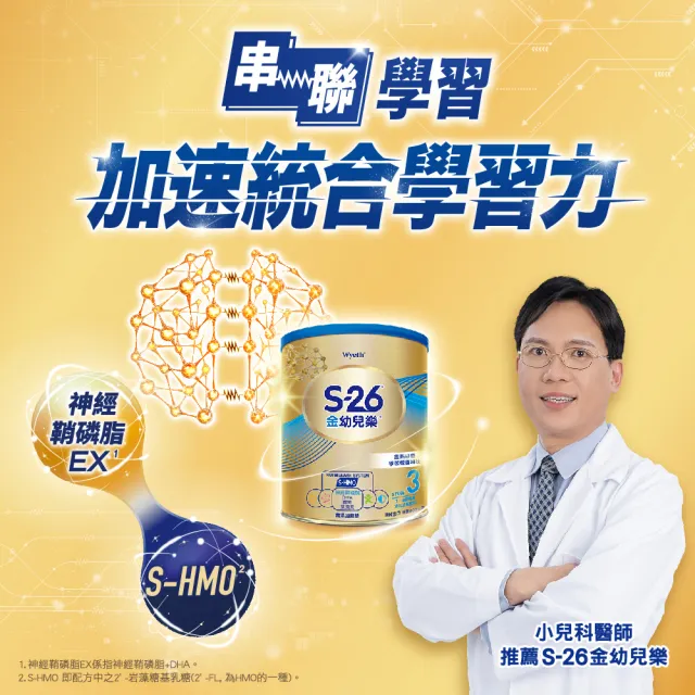 【惠氏 S-26】官方直營 金幼兒樂S-HMO配方1-3歲（400gx24罐)(免運/水沖即享/溫暖營養/1111campaign)