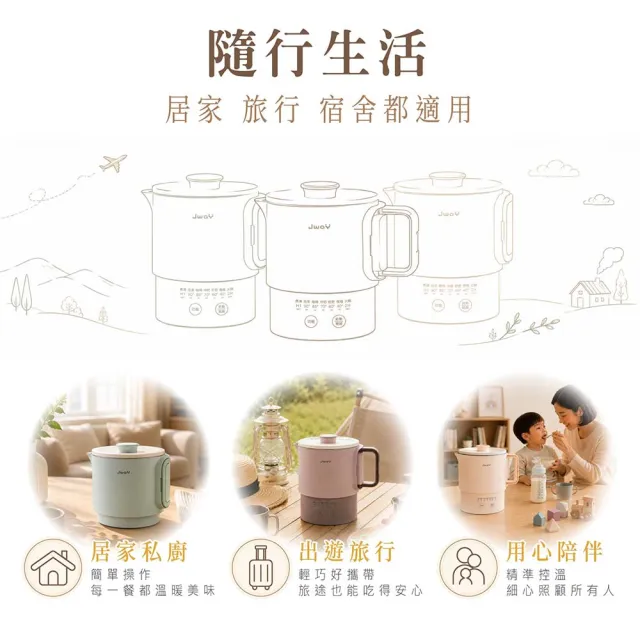 【JWAY】全球鍋｜國際電壓旅行快煮鍋 JY-KT601(雙電壓 空姐鍋 美食鍋 舒肥優格 出國露營 旅行)