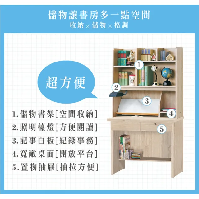【卡特】3尺木芯板書桌全組(寬90深58高166cm)