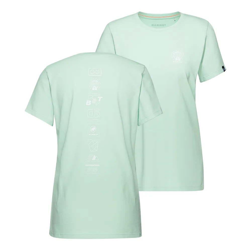 【Mammut 長毛象官方直營】Massone T-Shirt Women Emblems 有機棉機能短袖T恤 女款 薄荷綠 #1017-05231