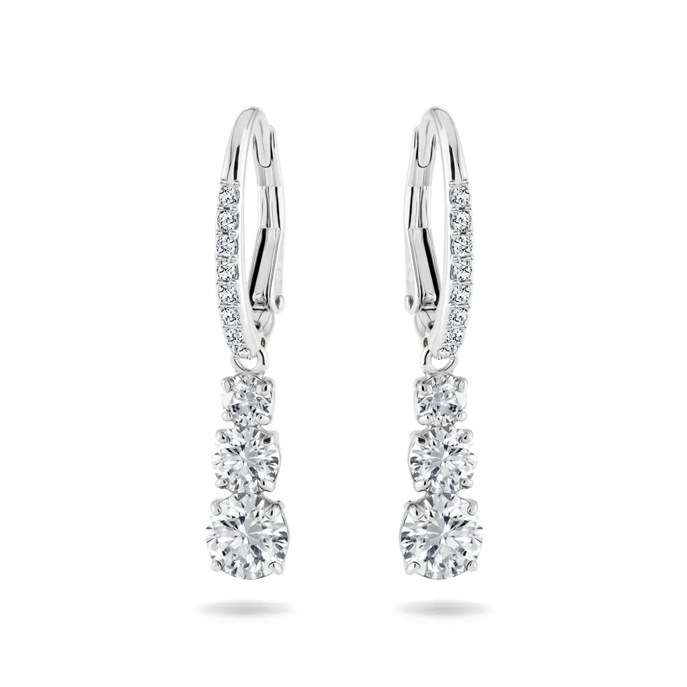 【SWAROVSKI 施華洛世奇】官方直營 Stilla Attract 大圈耳環 鍍白金色  | 5416155