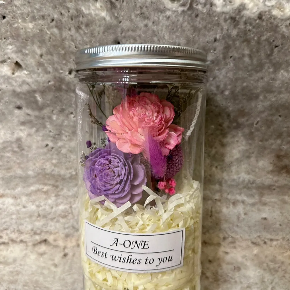 【A-ONE 匯旺】仿真小花罐 通草玫瑰花 永生花束 粉紫不凋花束 太陽索拉花 浮游花束瓶