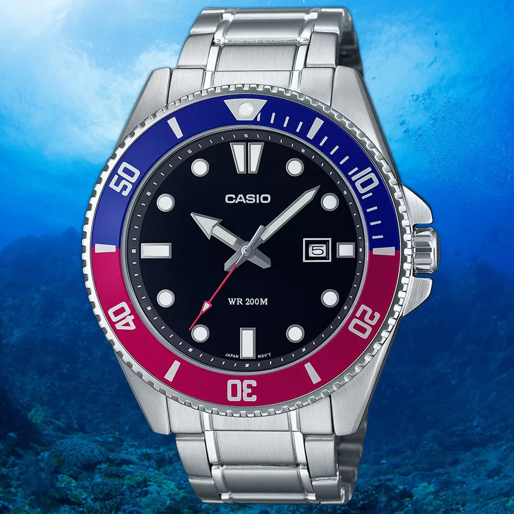 【CASIO 卡西歐】可樂圈水鬼 槍魚 200米潛水錶 運動手錶 考試手錶 學生錶 送禮 禮物 推薦(MDV-107D-1A3V)
