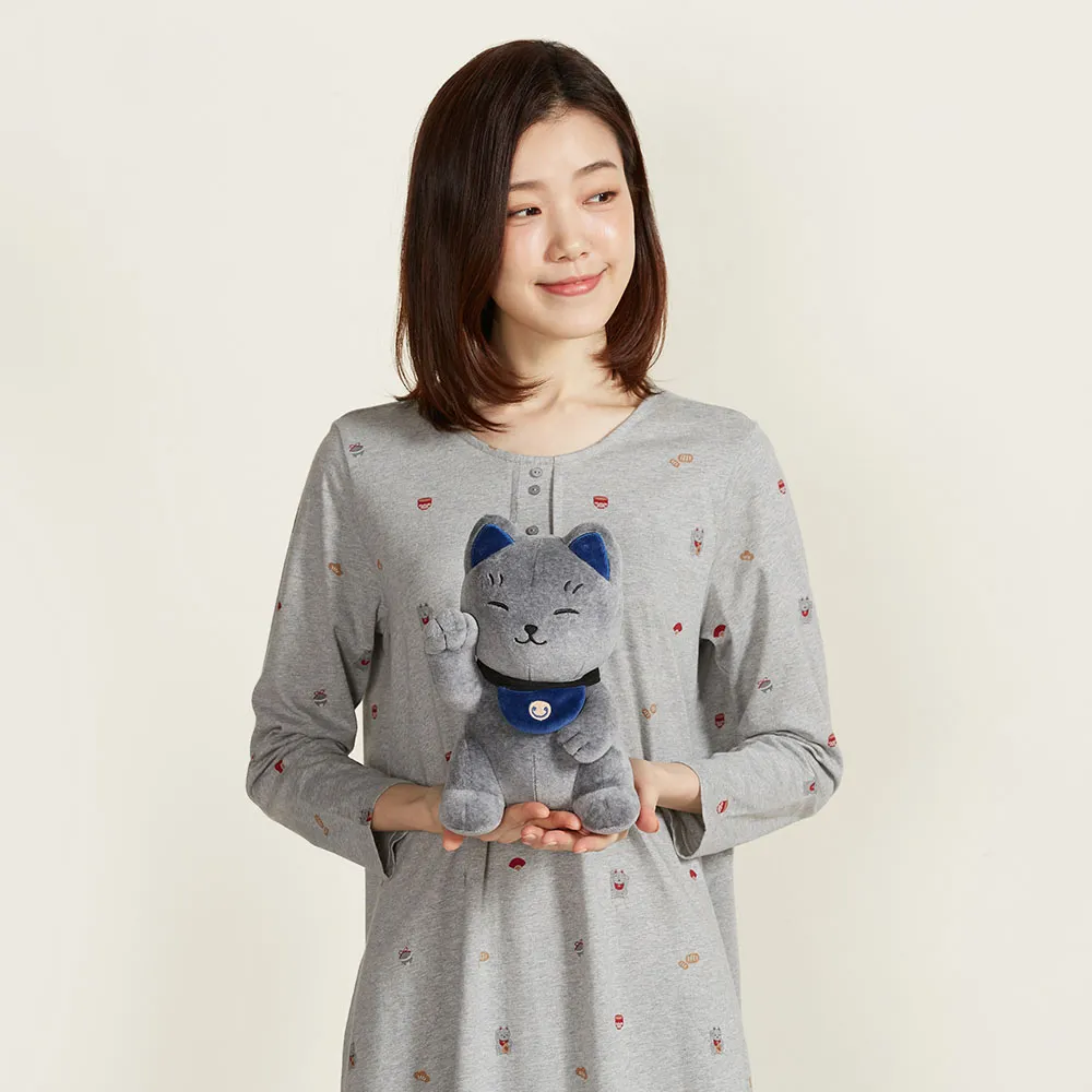 【YVONNE 以旺傢飾】招財貓小玩偶-岩石灰