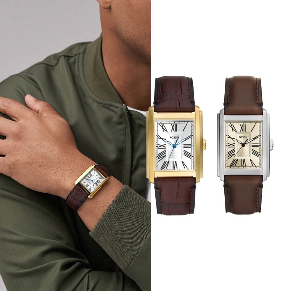 【FOSSIL】Carraway系列 復古羅馬數字手錶 皮革錶帶 30MM (多色可選)