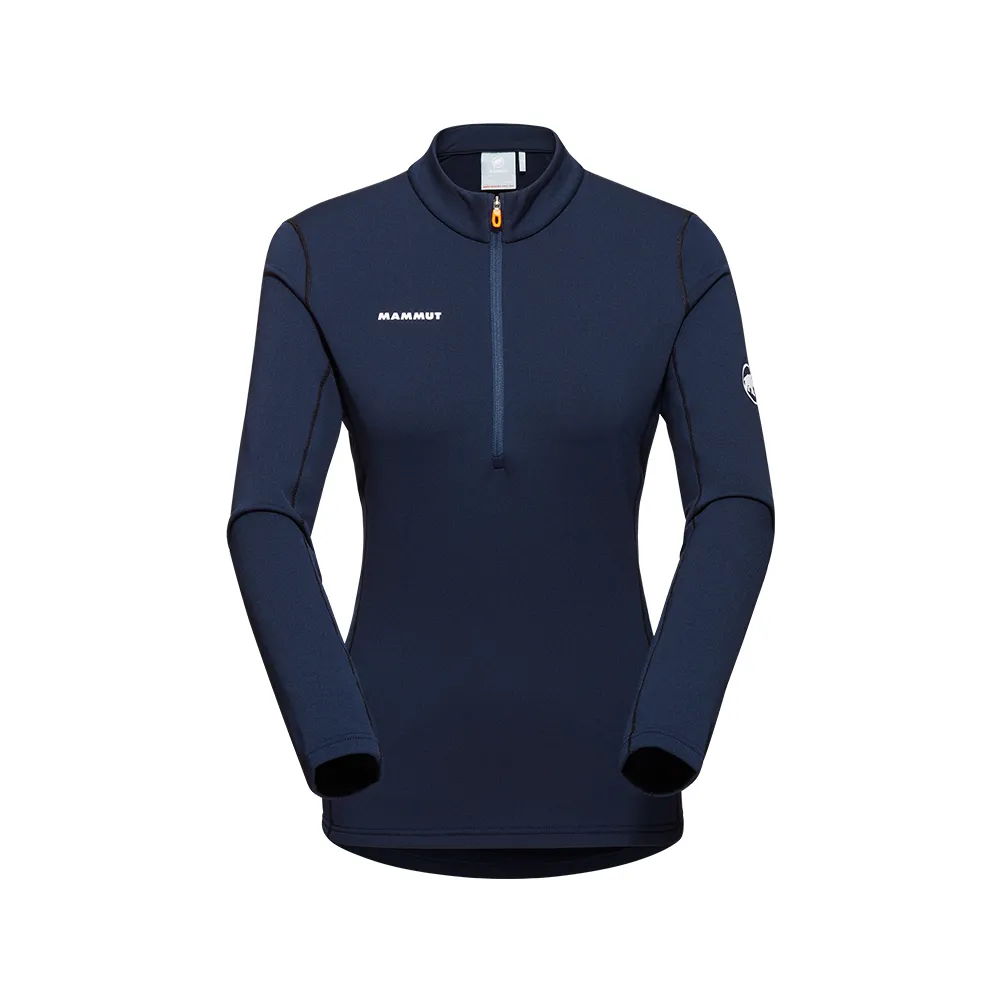 【Mammut 長毛象】Aenergy ML Half Zip Pull AF W 立領半拉鍊長袖排汗衣 海洋藍/黑 女款 #1016-01130