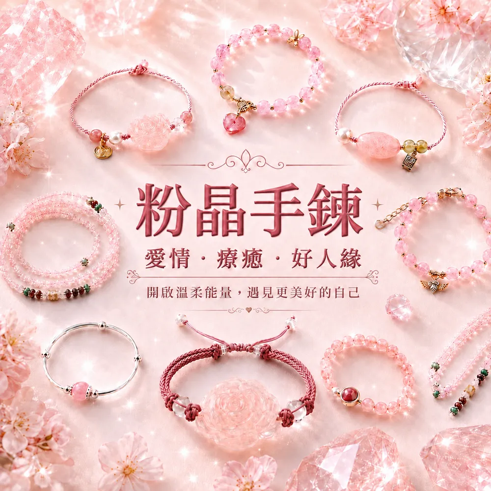 【雨揚】粉晶系列手鍊精選(粉晶/水晶/女生飾品/送禮推薦)