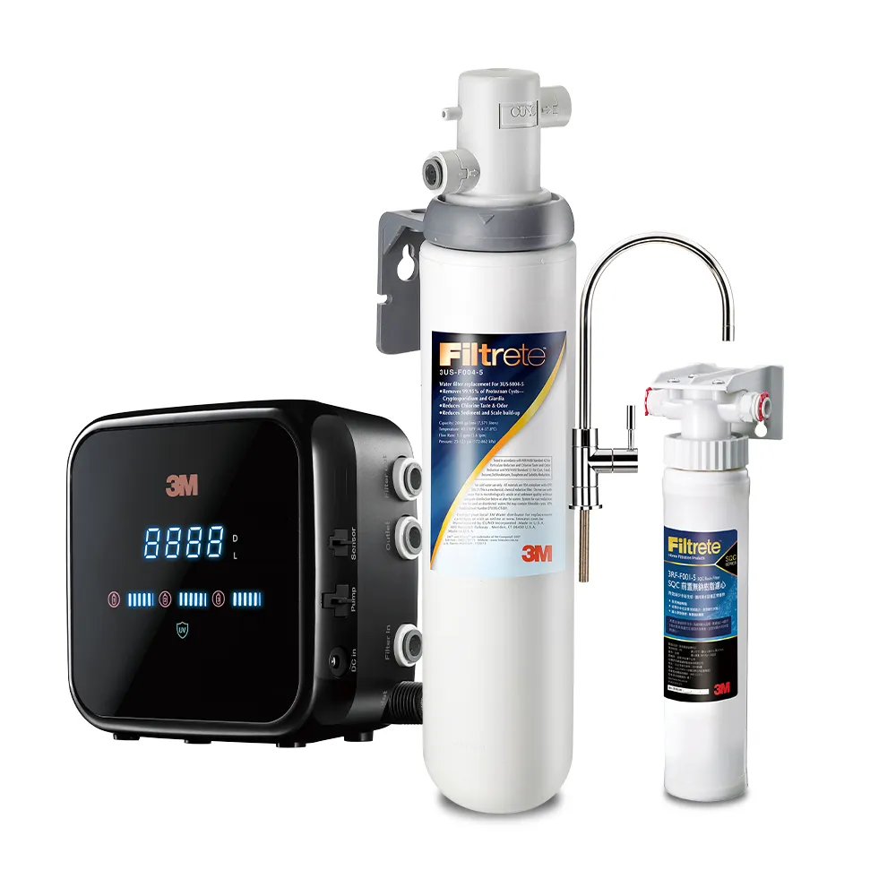【3M】3M G1000 UV殺菌智能飲水監控器+S004可生飲淨水器超值組(新型鵝頸龍頭+到府安裝)