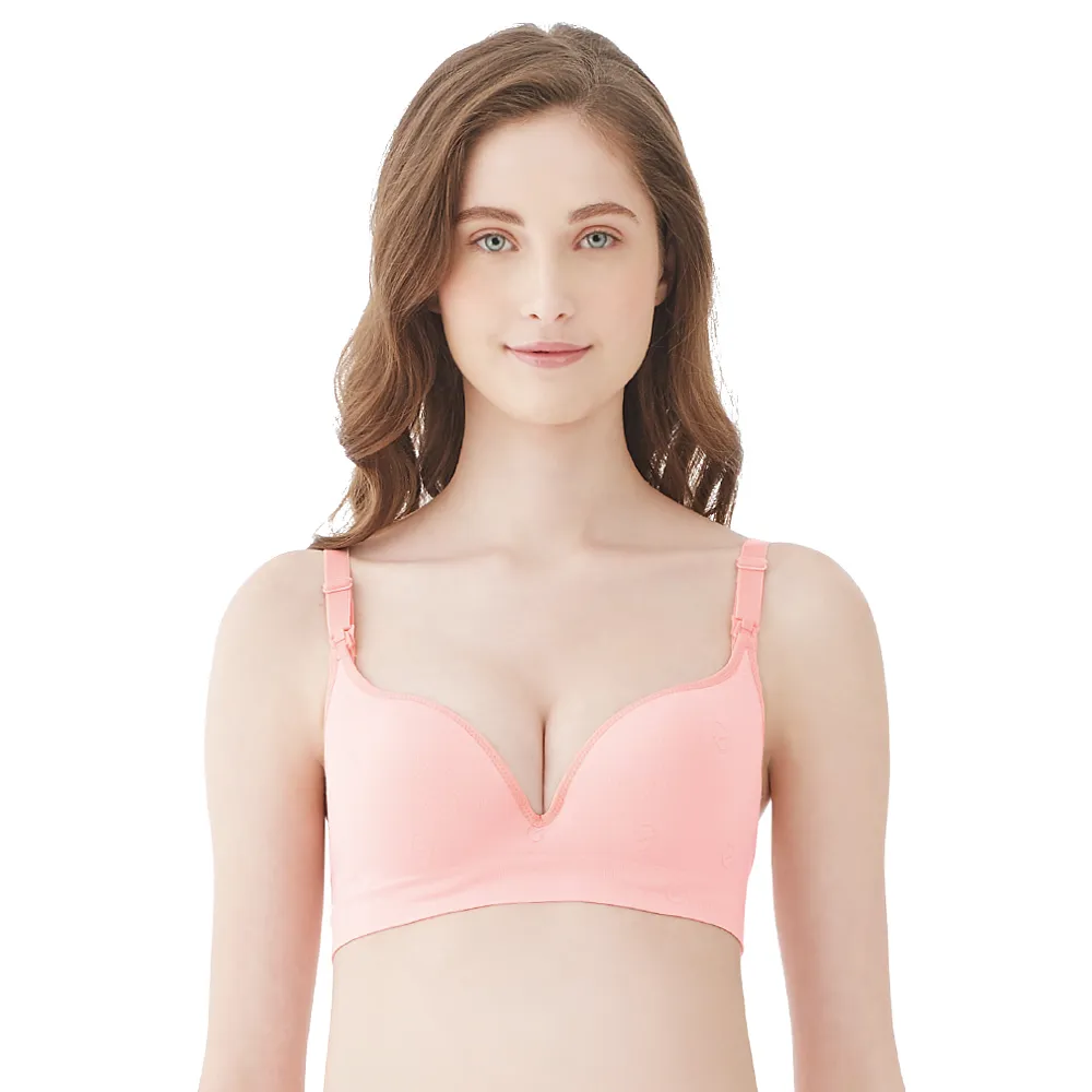 【Gennies 奇妮】哺乳內衣 一體成型舒適軟鋼圈內衣(粉)