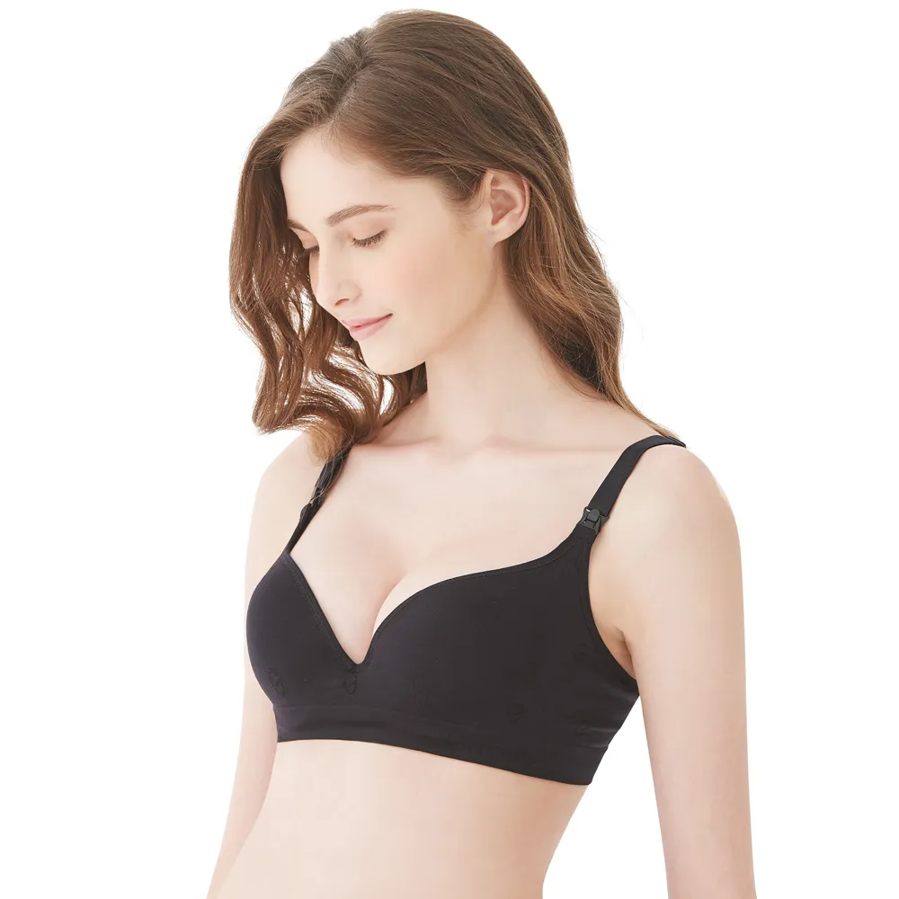 【Gennies 奇妮】哺乳內衣 一體成型舒適軟鋼圈內衣(黑)