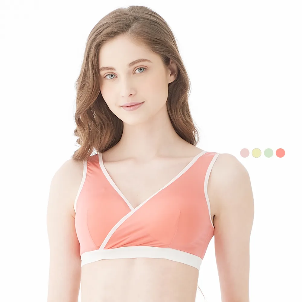 【Gennies 奇妮】2件組*哺乳內衣 休閒交叉款無鋼圈內衣(共4色)