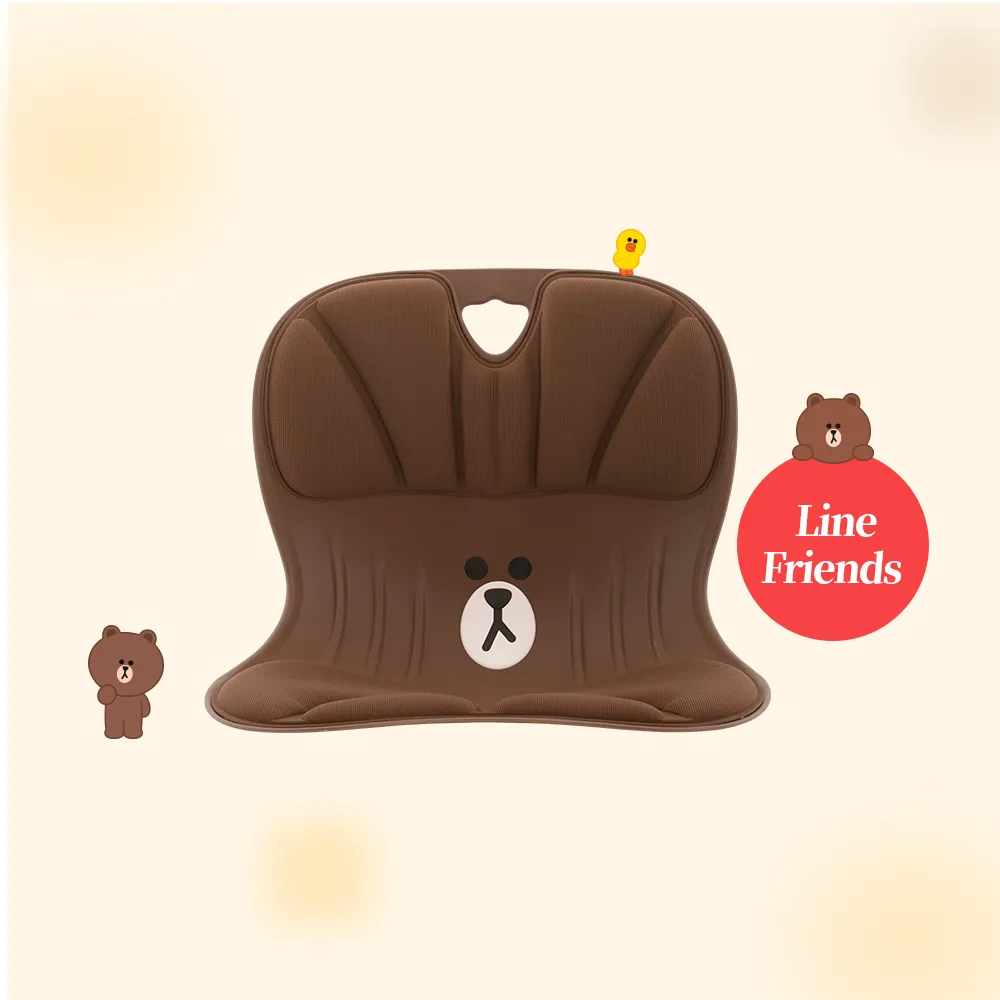 【韓國Curble】Wider x Line Friends 護脊美學椅(可愛熊大聯名款/槓桿原理支撐腰部/舒緩壓力)