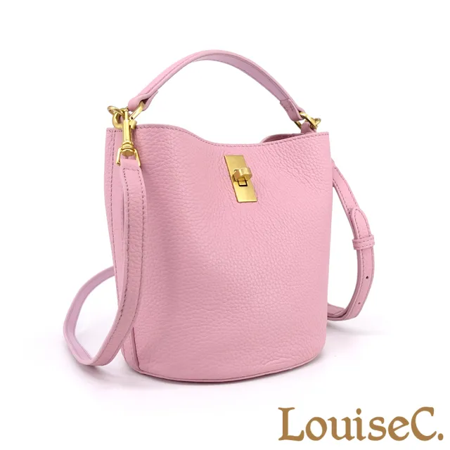 【LouiseC.】雙11 Tree House 高質感TOGO小牛皮 轉釦手提斜背 小真皮水桶包 3色 可拆式內袋設計 CC8396