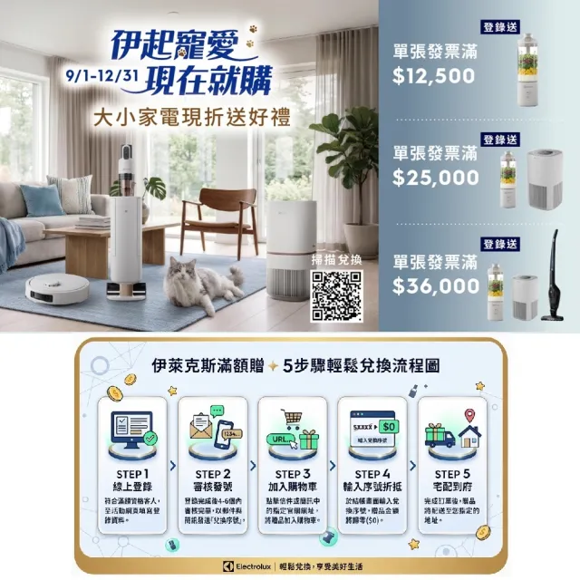 【Electrolux 伊萊克斯】嘖嘖募資好評5000萬 安心管家 800 全能掃拖機器人(EFR81223)