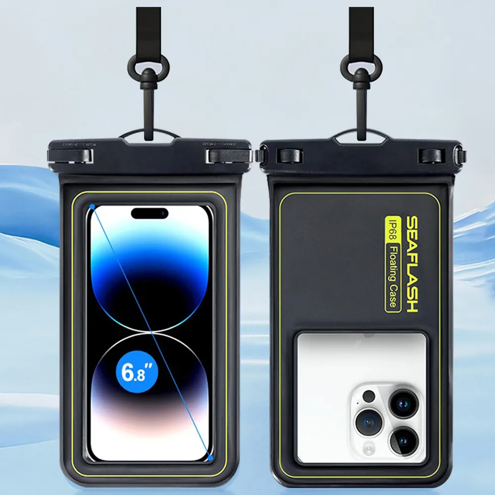 【時尚玩家】海綿漂浮可觸控手機防水袋IPX8級防水掛脖手機袋(游泳潛水防水手機套6.8吋以下)