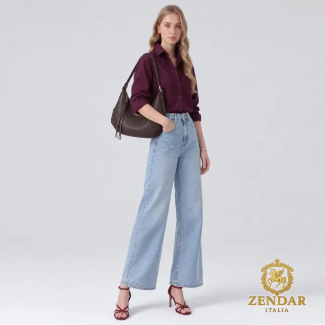【ZENDAR】台灣總代理 限量1折 頂級小牛皮手提包肩背包 夏娃系列 全新專櫃展示品(深咖啡色)
