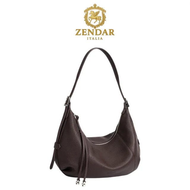 【ZENDAR】台灣總代理 限量1折 頂級小牛皮手提包肩背包 夏娃系列 全新專櫃展示品(深咖啡色)