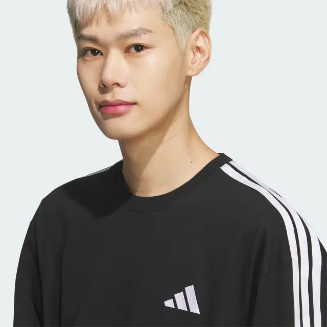 【adidas 愛迪達】Es+ 3s S/S Tee 男 T恤 運動上衣 休閒短袖 純棉 黑(KF3736)