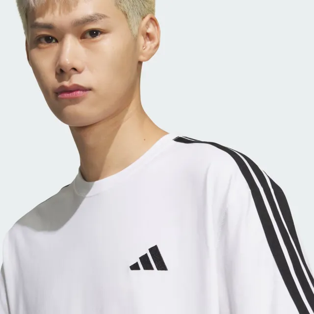【adidas 愛迪達】Es+ 3s S/S Tee 男 T恤 運動上衣 休閒短袖 純棉 白(KF3739)