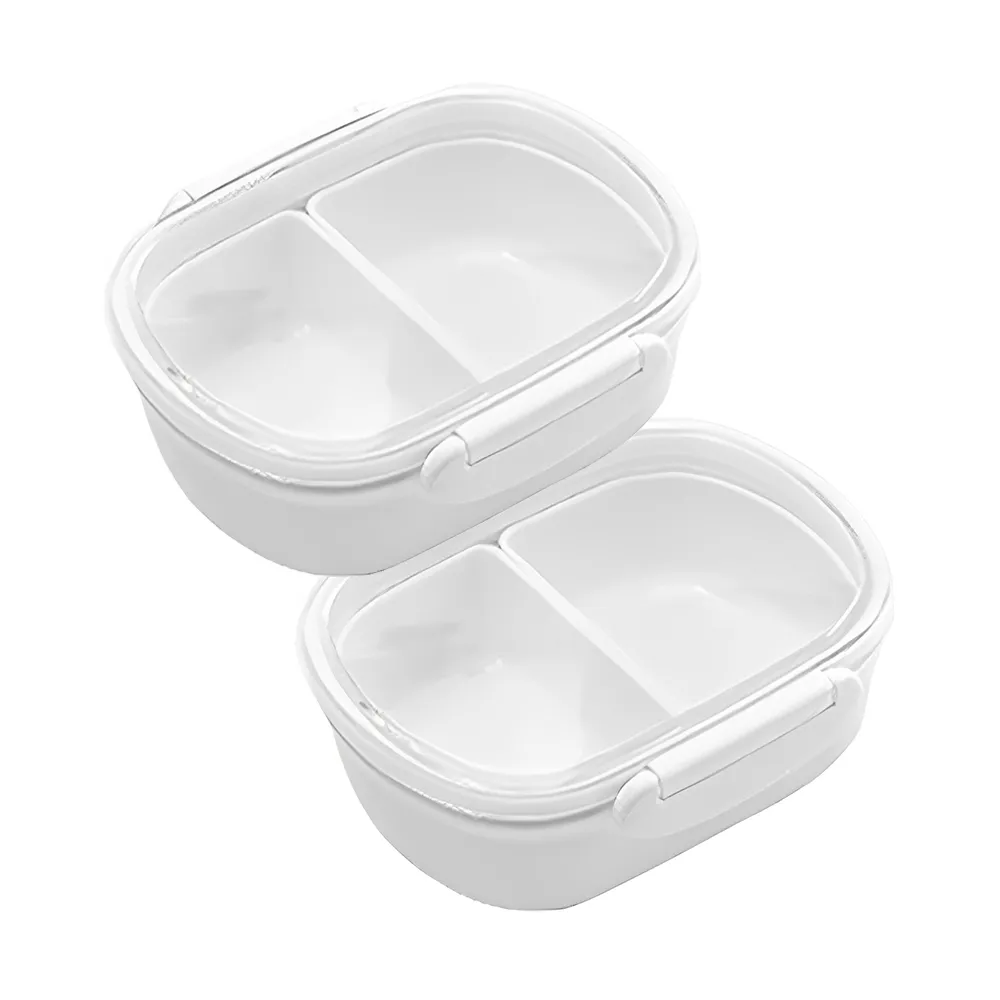 【好物良品】2入組-日本便攜外出分隔防串味保鮮水果便當盒-350ml