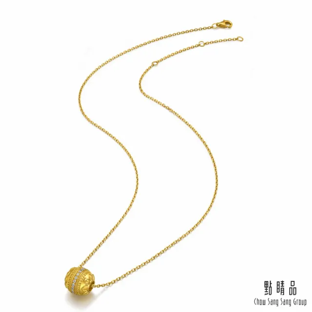 【點睛品】蓮花轉運珠 黃金鑽石項鍊