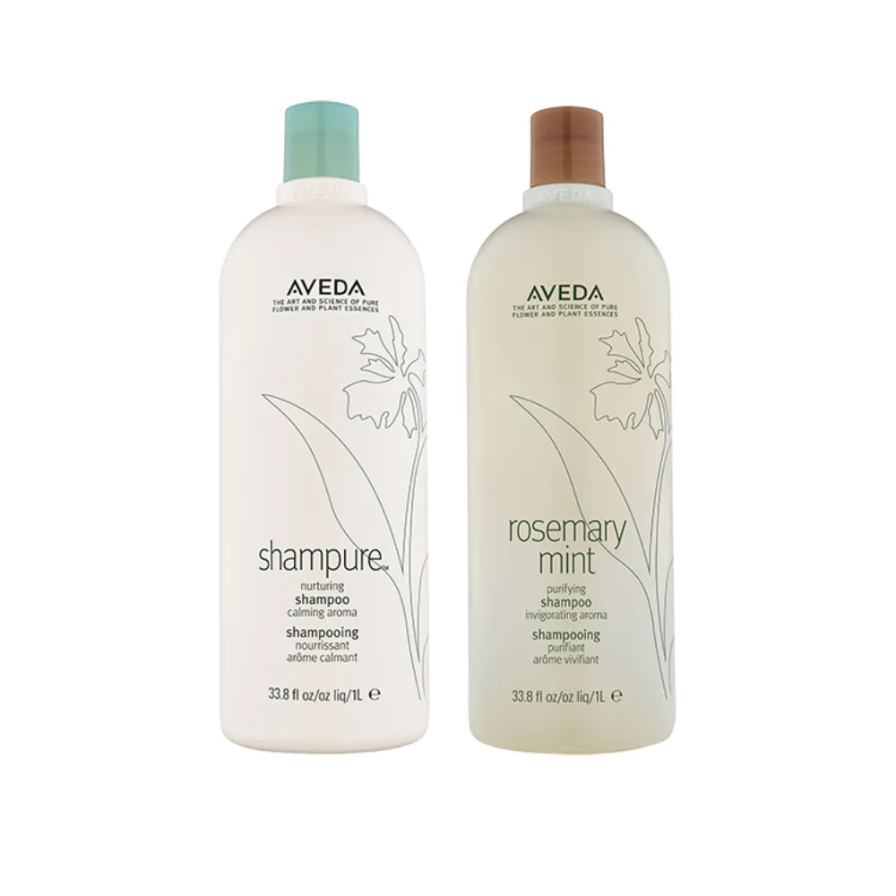 【AVEDA】純香 / 迷迭薄荷 洗髮精1000ml (2款任選)_附贈 壓頭