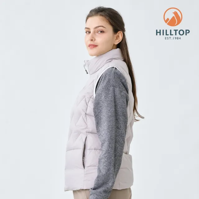 【Hilltop 山頂鳥】超潑水石墨烯蓄熱羽絨內背心(雙面穿) 女款 淺灰紫｜PF25XFI1ECNB