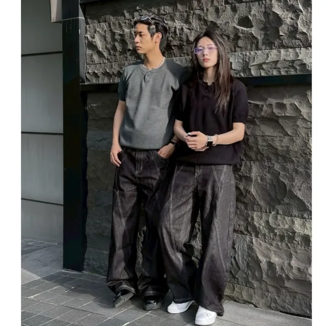 【AMERO】男女同款 亨利領 鬆餅格上衣共四色