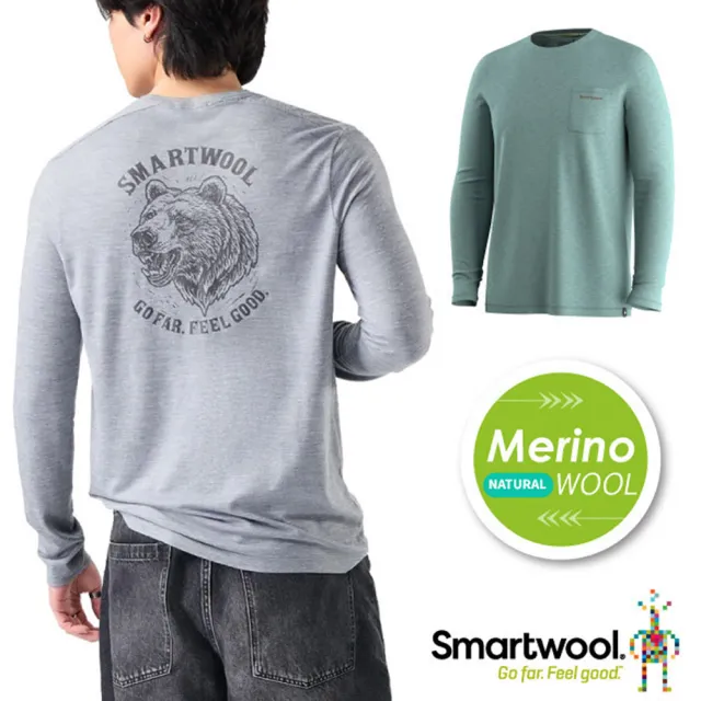 【SmartWool】男 美麗諾羊毛 Merino Wool 塗鴉長Tee(Go Far Bear).圓領長袖T恤/ SW003291