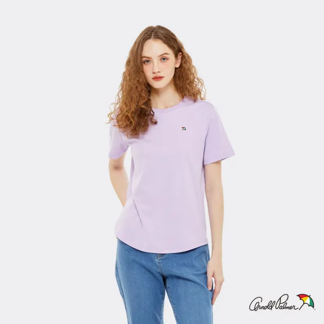 【Arnold Palmer 雨傘】女裝-小傘刺繡圓領短袖T-Shirt-淺紫