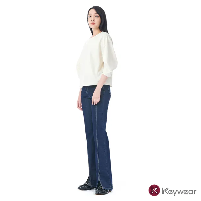 【KeyWear 奇威名品】寬鬆設計五分袖上衣(共2色)