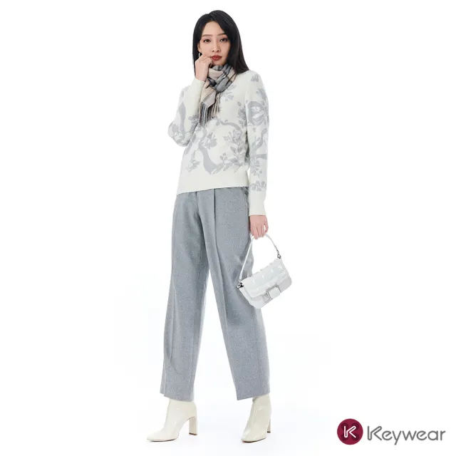 【KeyWear 奇威名品】圓領蝴蝶結銀蔥長袖毛衣