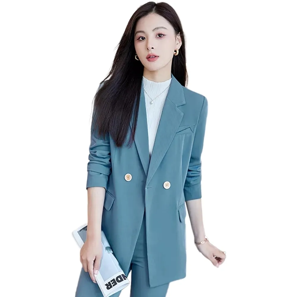 【巴黎精品】現貨+預購 西裝套裝兩件套(長款外套長褲秋冬女西服3色p1al42)