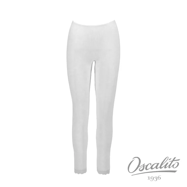【oscalito】100%蠶絲羅紋針織長褲 舒適透氣  居家服居家褲 義大利進口(3419-白)