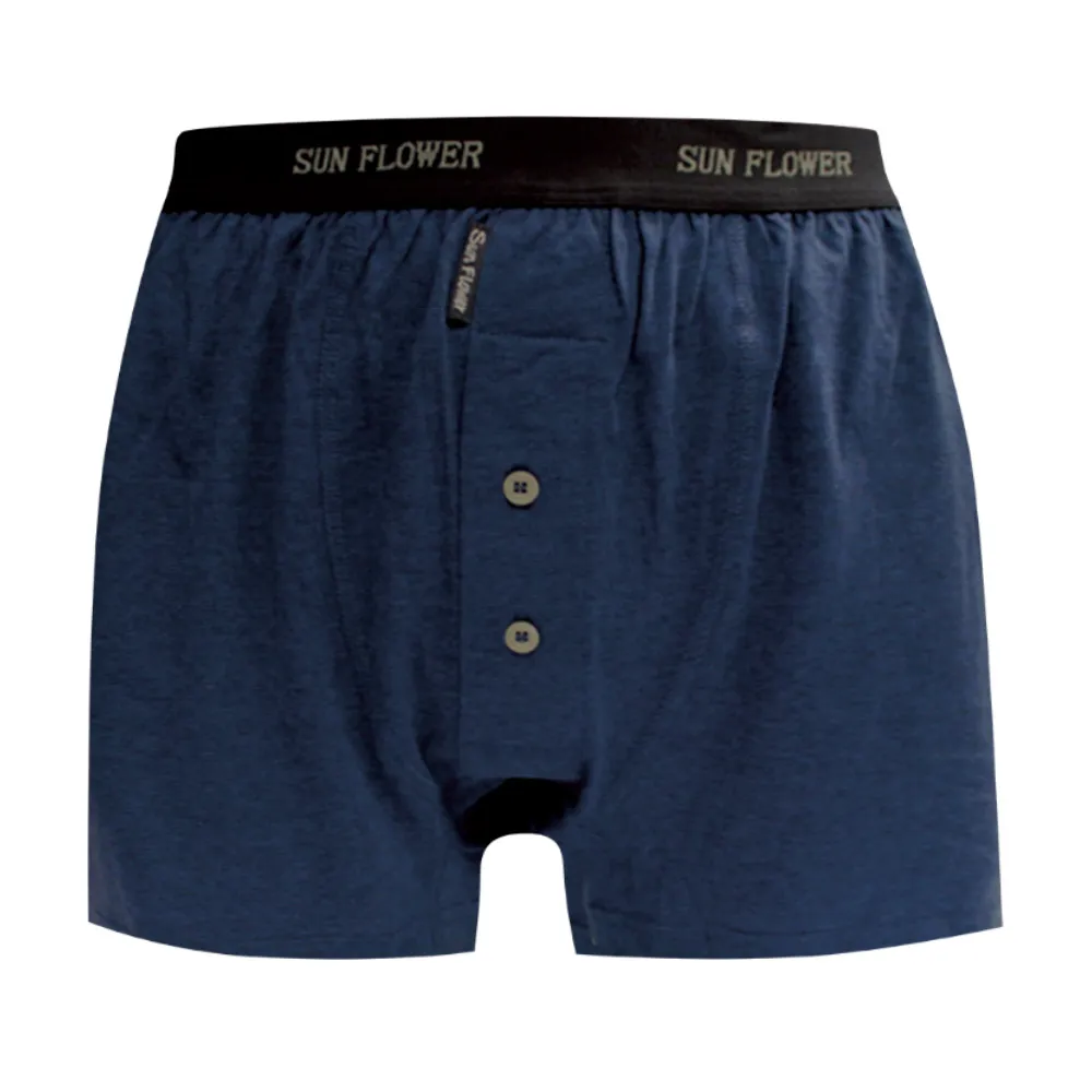 【Sun Flower三花】五片式針織平口褲.男內褲-深藍(純棉男四角內褲/專利五片式平口褲/四角褲)