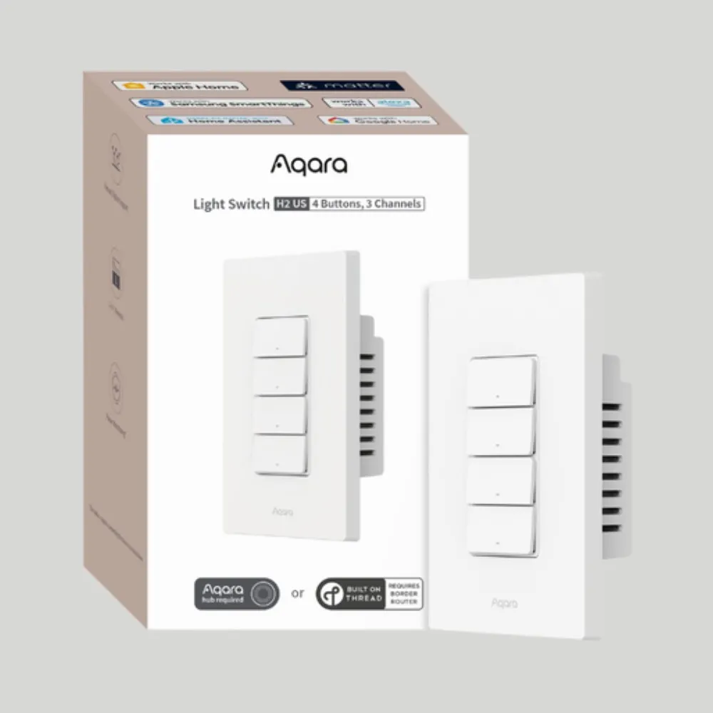 【Sioh 惜】Aqara H2 智能開關 四鍵 3個迴路＋1個無線按鍵(支援Apple Homekit/Matter)