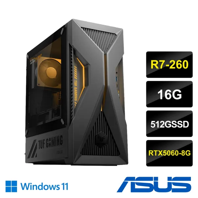 【ASUS 華碩】R7電競獨顯電腦(R7-260/16G/512G/RTX5060-8G/H-TM500MH-0R7260171W6