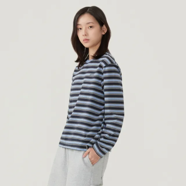 【COVERNAT】女款多色條紋長袖T恤(WMS長袖上衣 深海軍藍/象牙白色)