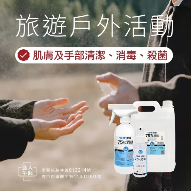 【漁人生醫】派頓 潔康75%酒精（4L×1+500ml附噴頭×2）(PIC/S GMP藥廠生產製造)