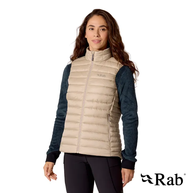 【RAB】Microlight Vest Wmns 輕量防風羽絨立領背心 女款 深鵝卵石白 #QDB97