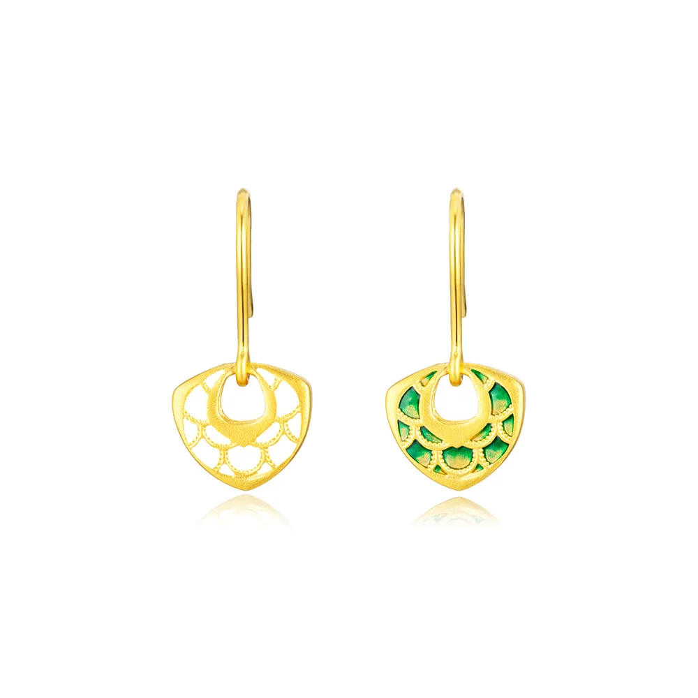 【Just Gold 鎮金店】幻彩龍麟 黃金耳環