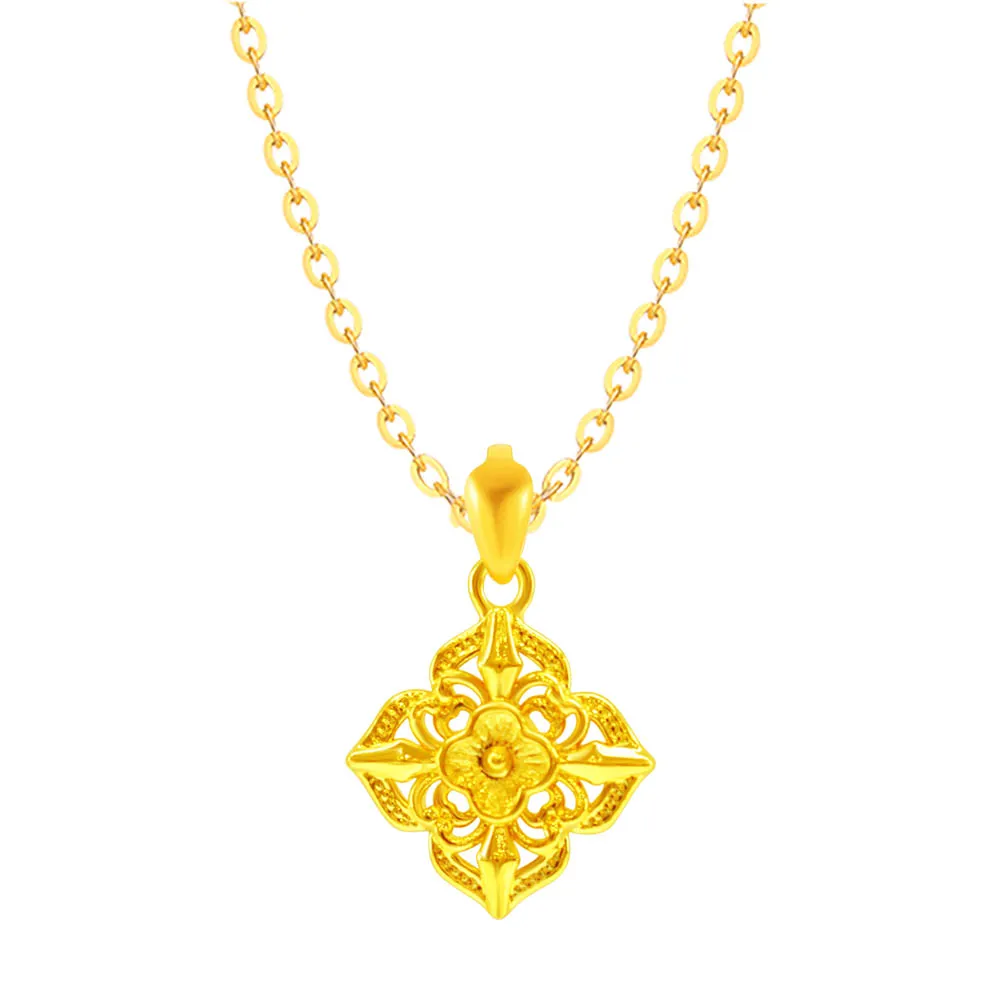 【迎鶴金品】黃金9999 5D花結圖騰墜子(0.29錢)