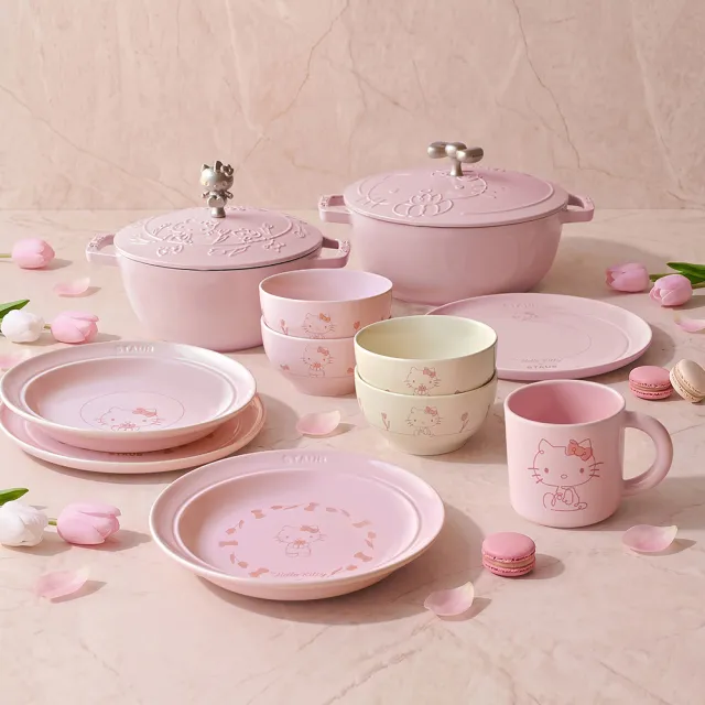 【STAUB】Hello Kitty 粉紅奶酪陶瓷馬克杯350ml -凱蒂花語(德國雙人集團官方直營)