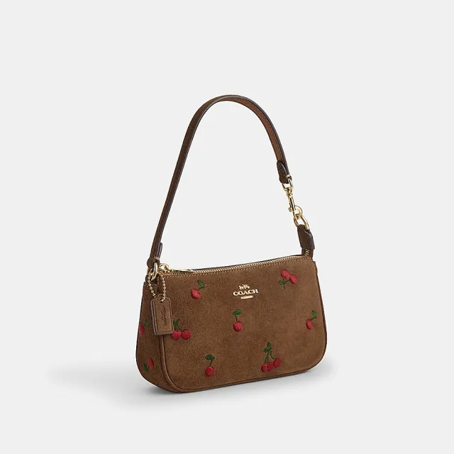 【COACH】蔻馳官方直營 NOLITA 19 櫻桃刺繡手袋 單肩包 手拿包-IM/混合雪松木色(CFU90)