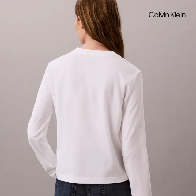 【CALVIN KLEIN】官方旗艦館CK Monogram Logo Long Sleeve Crewneck Tee 白色