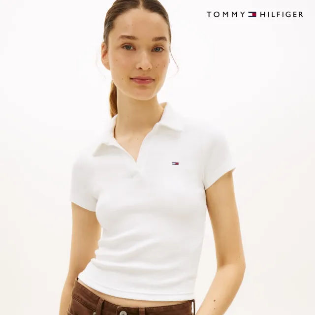 【TOMMY HILFIGER】官方旗艦館Slim Fit Ribbed Polo Shirt 裸色