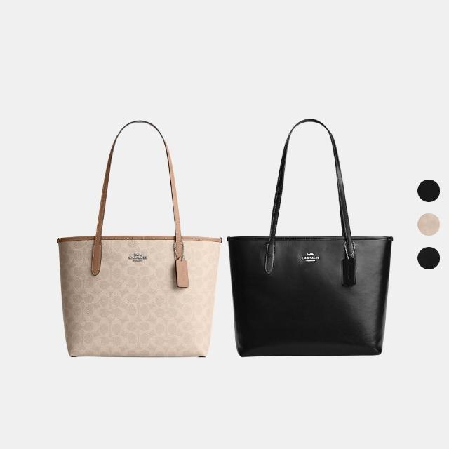 【COACH】蔻馳官方直營 CITY 經典 SIGNATURE 中號托特手袋 托特包-多色任選(CDX82/CDX83)