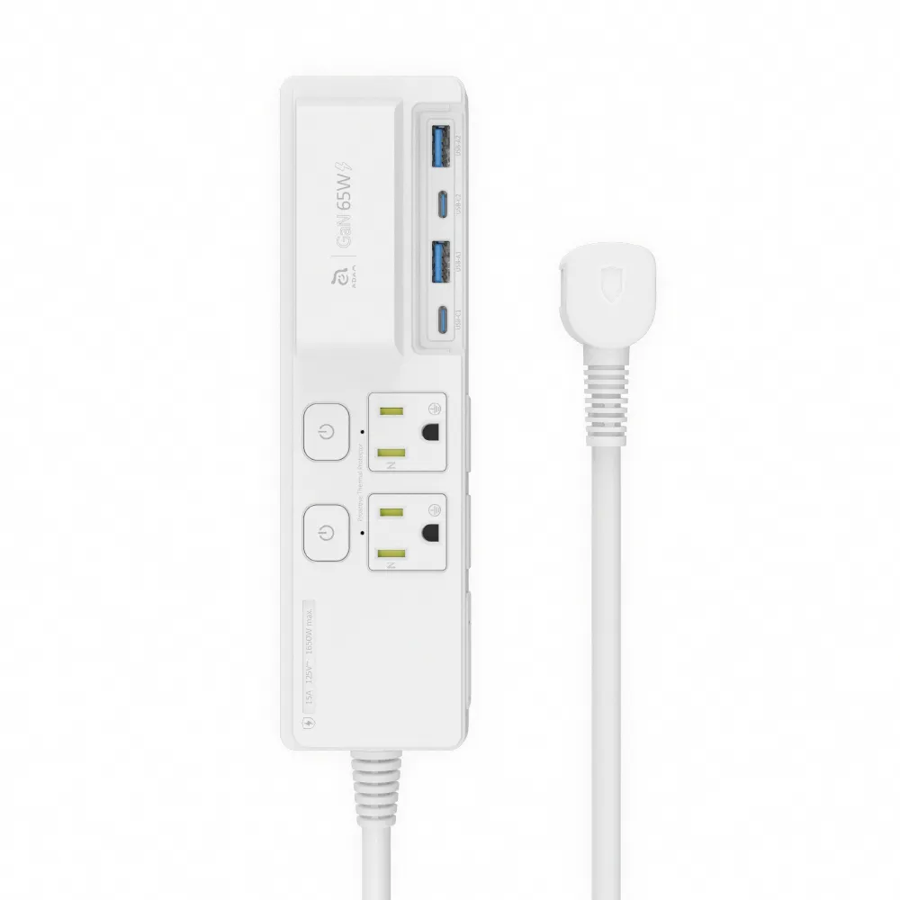 【ADAM 亞果元素】3開4插 2USB+2Type C OMNIA G65 GaN 65W 智慧快充延長線(三年保固)