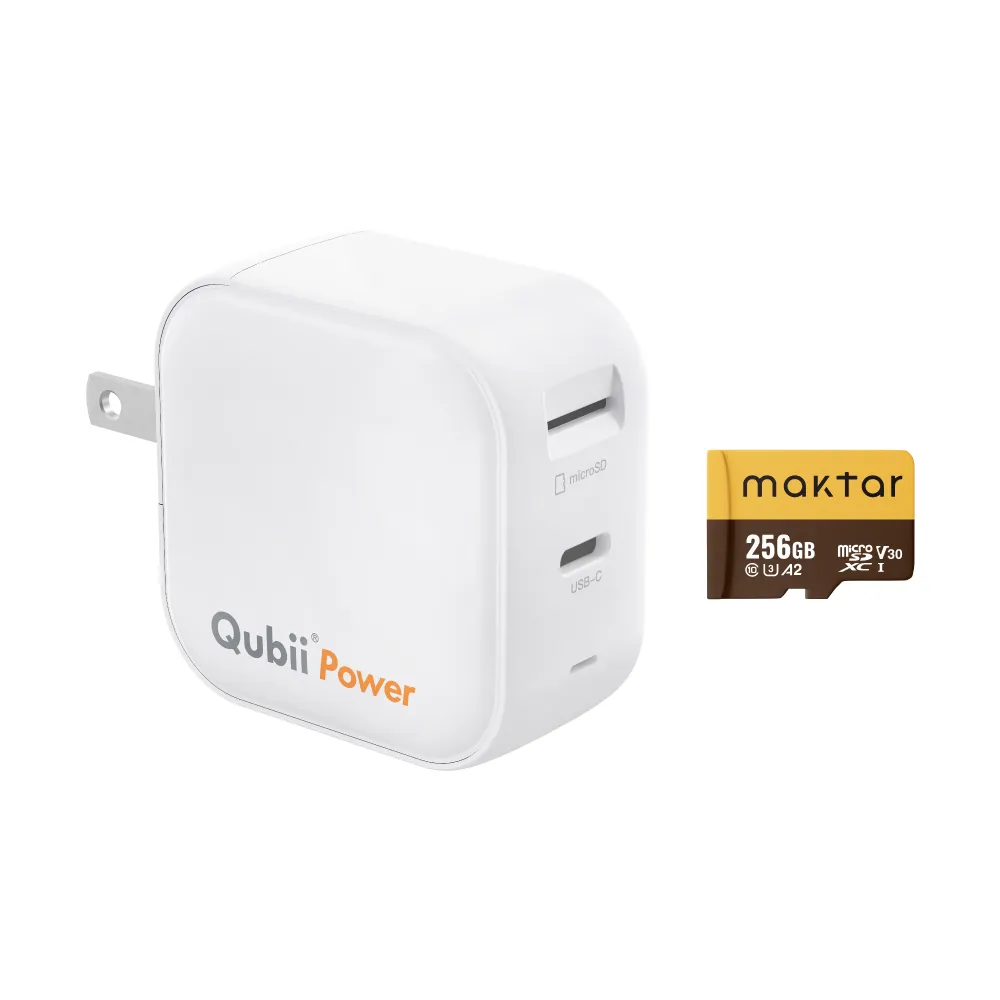 【Maktar】Qubii Power手機備份 充電自動備份 256G組(含品牌256G記憶卡/ios iphone/Android 手機備份)